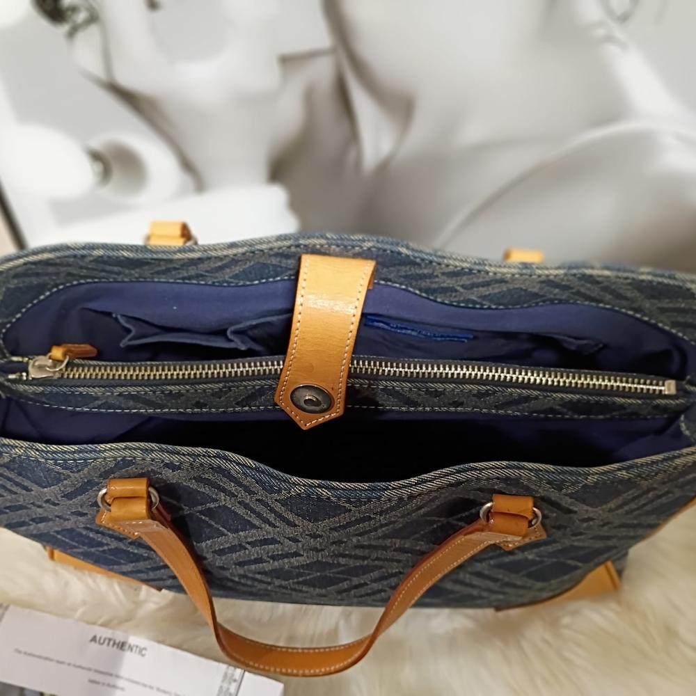 Burberry Blue and Tan Checkered Tote - Picture 6 of 6